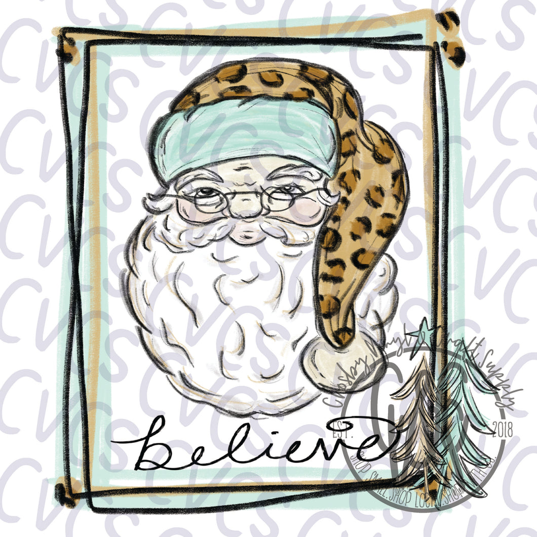 Believe Santa Leopard & Teal