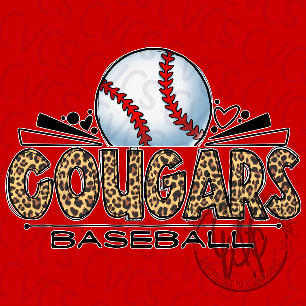 Cougars Baseball Doodle Leopard