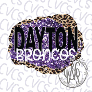 Dayton Broncos Leopard Glitter