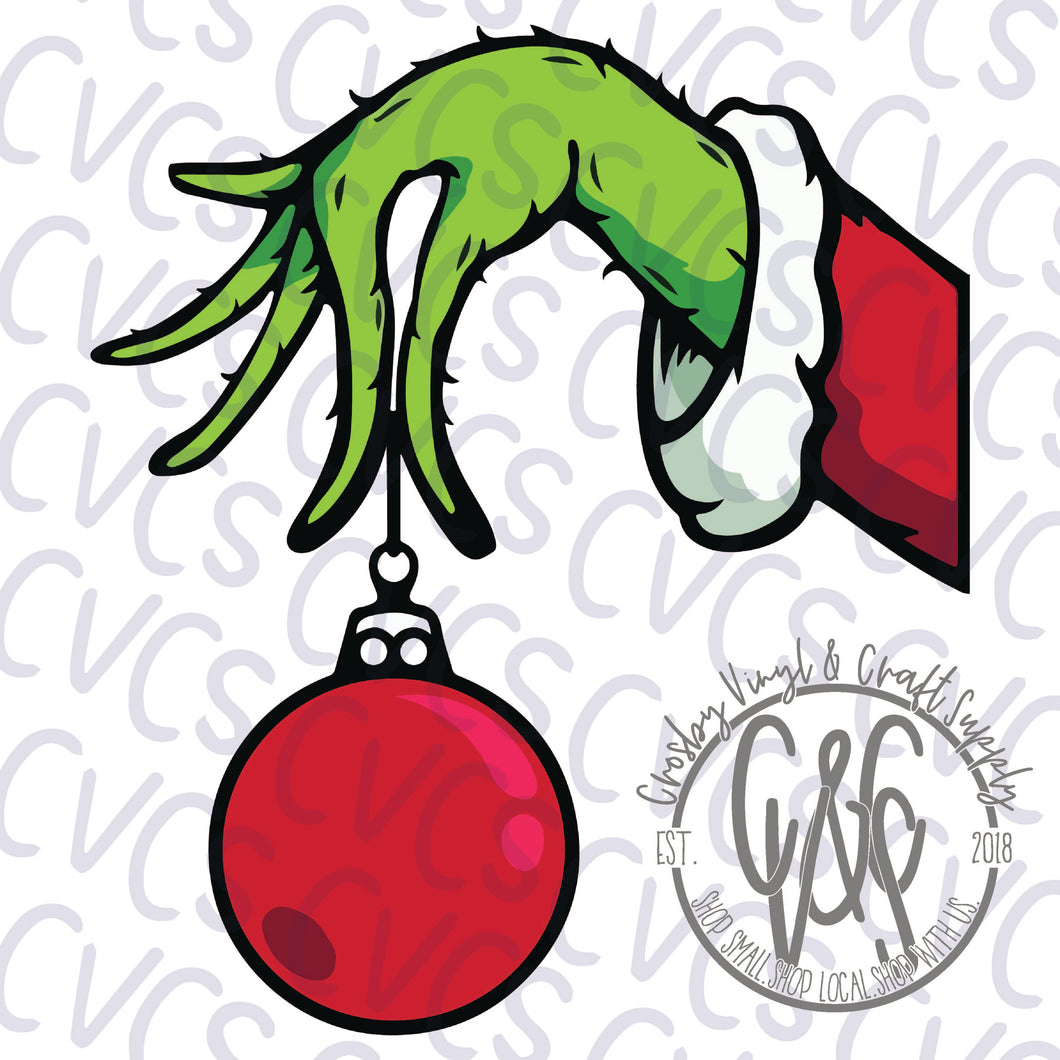 Grinch Hand Ornament Solid