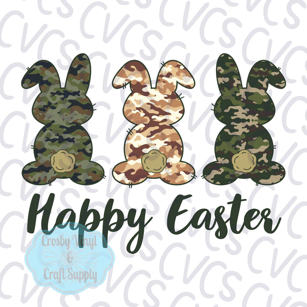 Happy Easter Bunny Trio-Camo