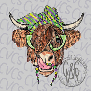 Mardi Gras Highland Cow