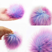 Load image into Gallery viewer, 3.9in Faux Fur Rainbow Pom Poms
