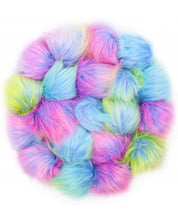 Load image into Gallery viewer, 3.9in Faux Fur Rainbow Pom Poms
