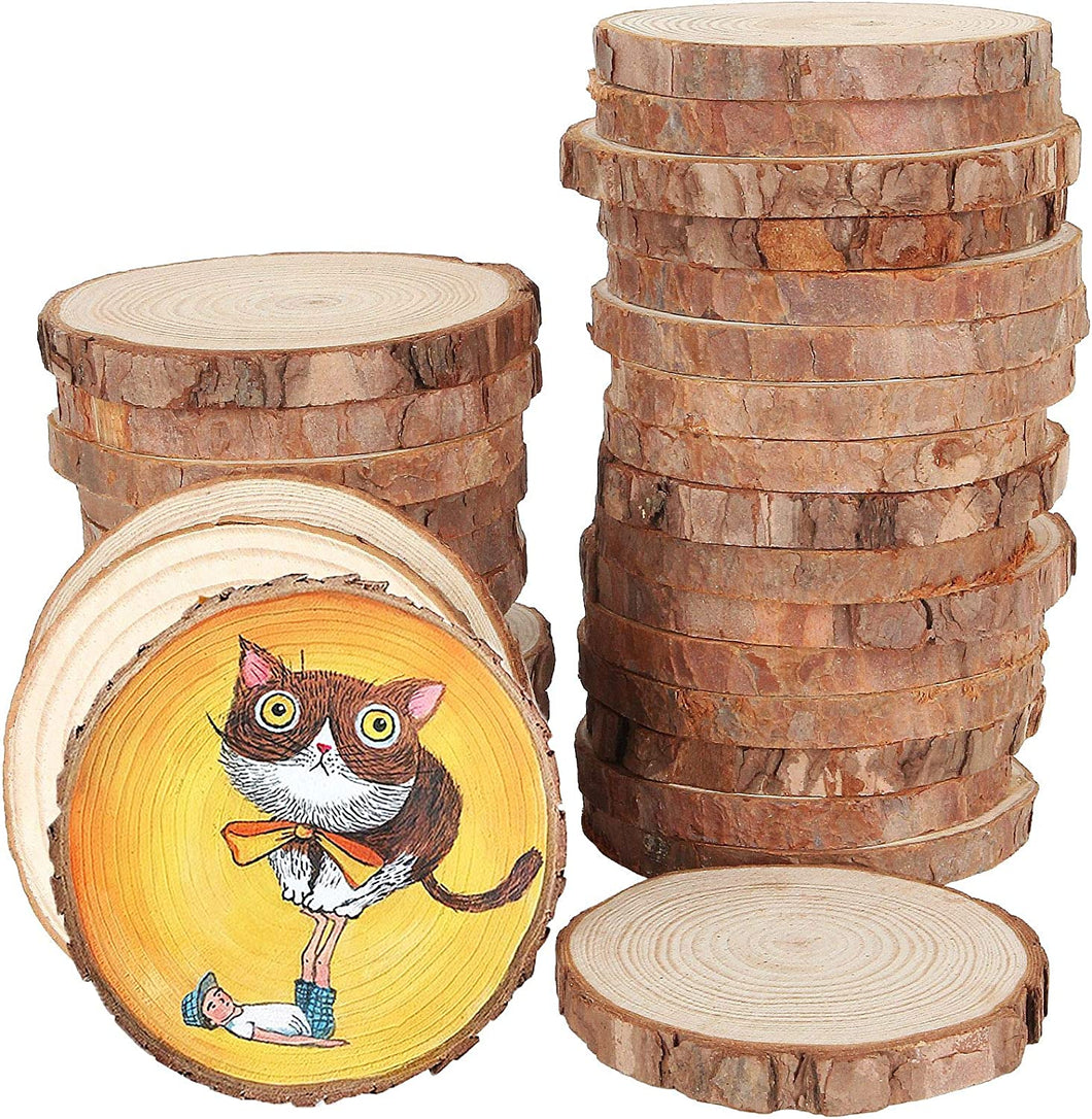 Wooden Round Ornaments (Pack of 4)